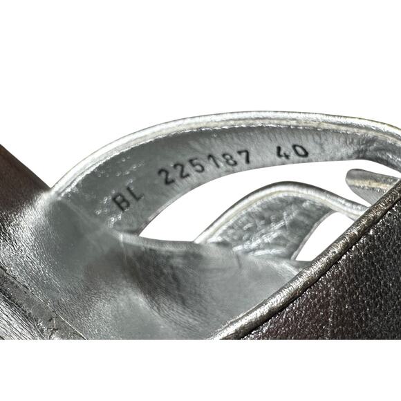 Saint Laurent Tribute Metallic Silver Platform Ankle Strap Heels Sandals 40 - Picture 6 of 8